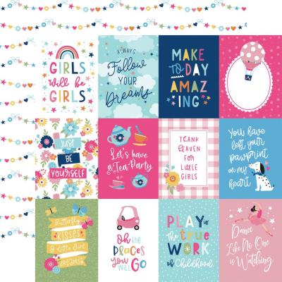 Echo Park Play All Day Girl Designpapier - 3 x 4 Journaling Cards